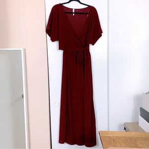 The Standard Maroon Wrap Ribbed Jumpsuit